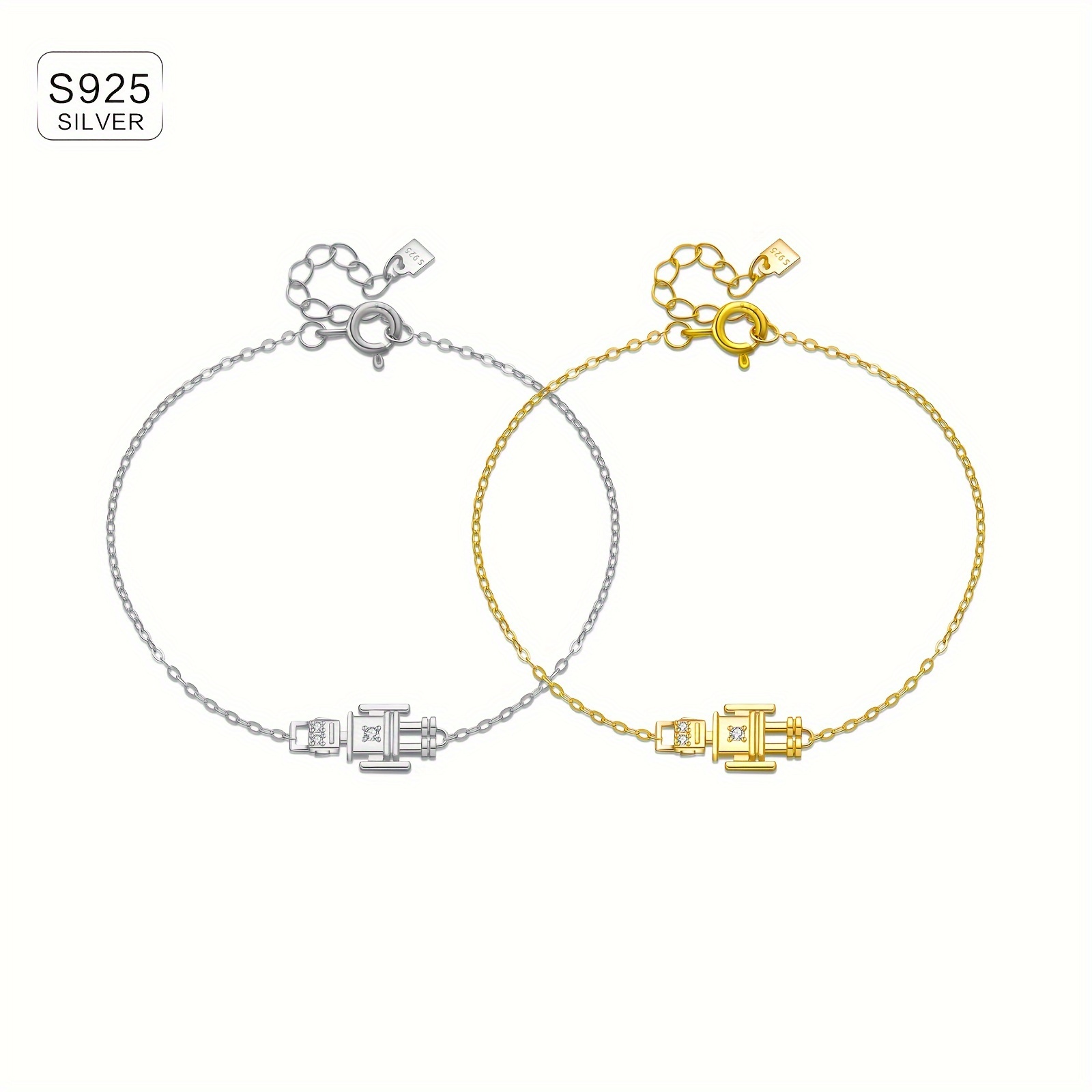 925 Silver Robot Bracelet with Zirconia, for Girlfriend